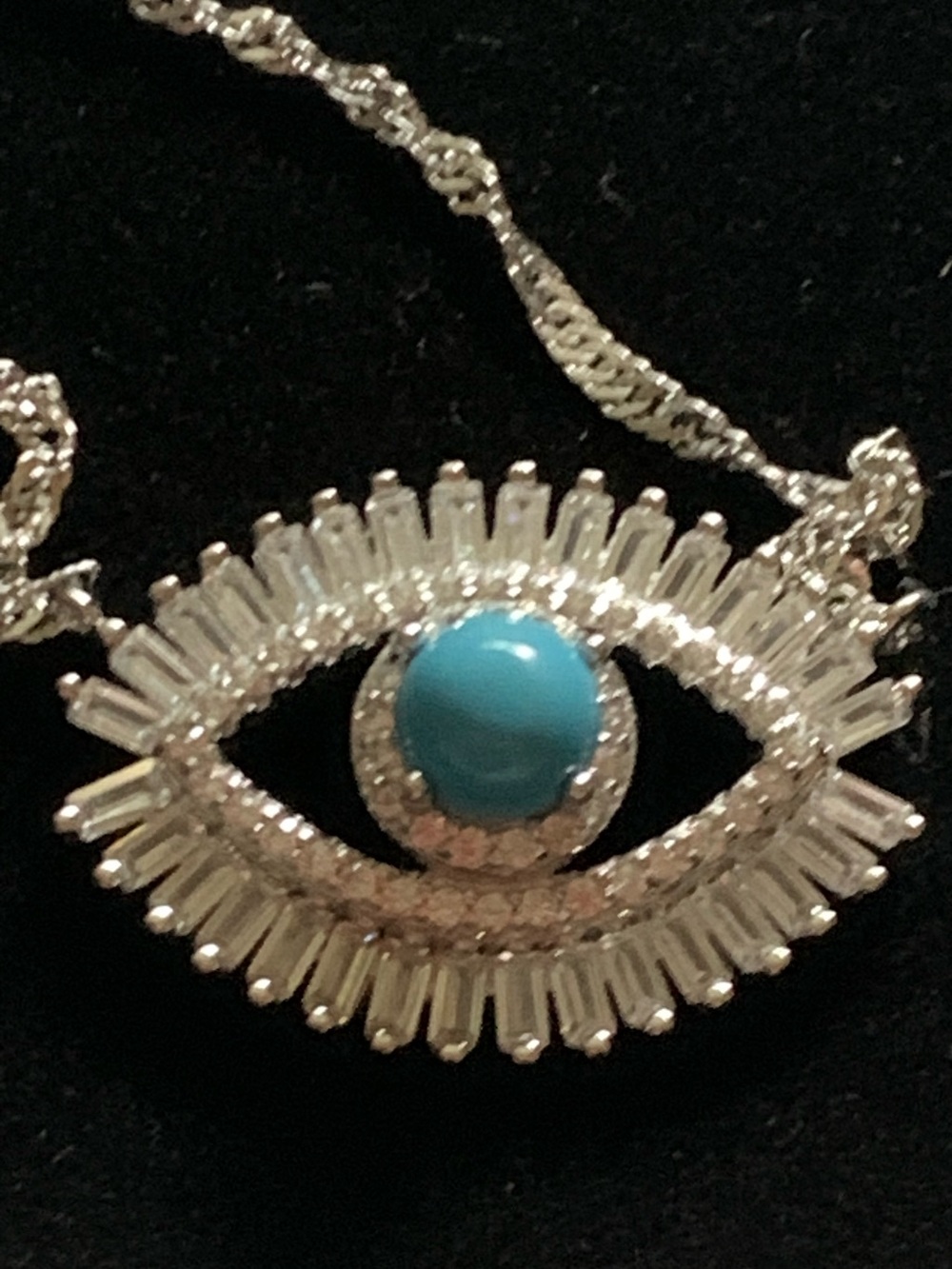 Sterling Silver and Turquoise Evil Eye Pendant Necklace - Women Jewelry